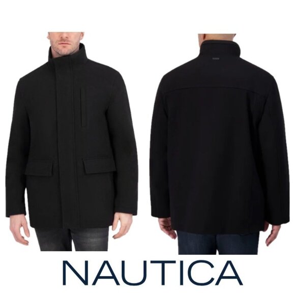 Men Wool Blend Jacket Men's Wool Blend Solid Color Jacket – Stand